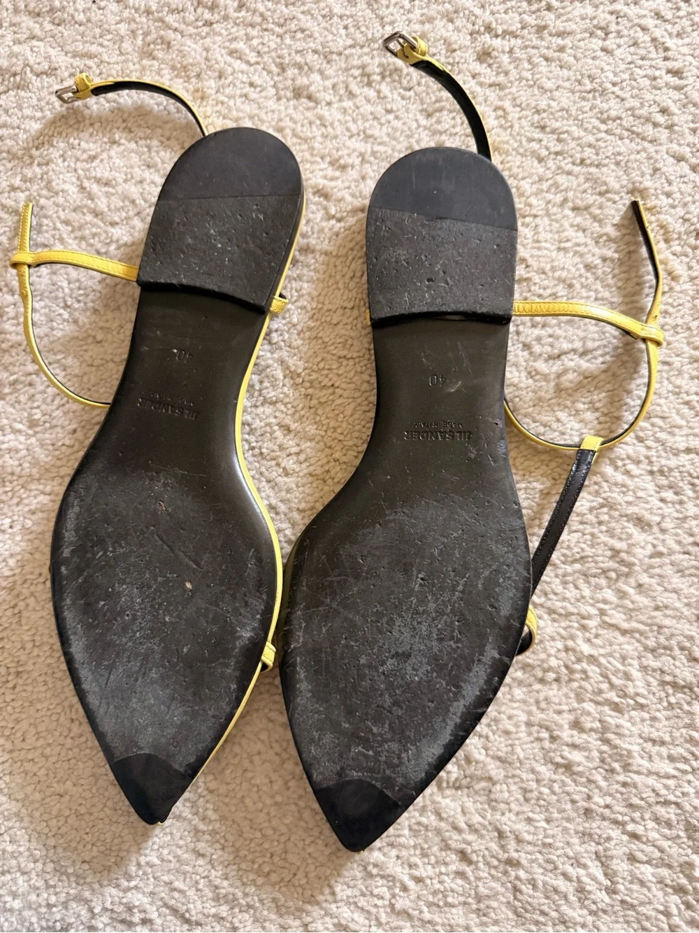 Pale yellow Jil Sander cage sandals